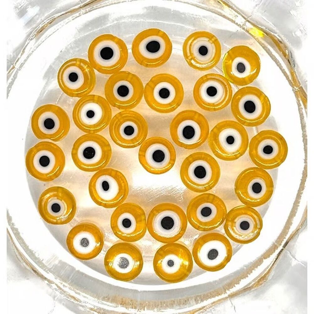 30pcs Beads for Jewelry #21729 Yellow Evil Eye Coin Beads